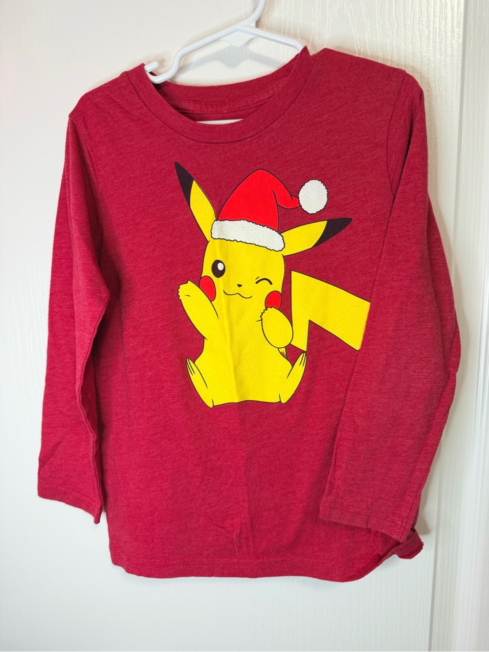 jumping beans Red Long-Sleeve Tee with Yellow Pikachu Holiday Graphic
